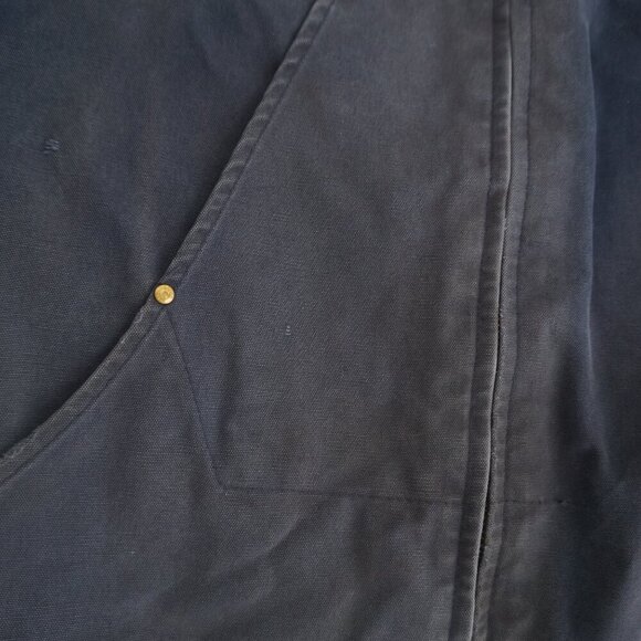 Vtg Tough Duck Navy Detroit Style Canvas Quilt Lined Corduroy Collar Jacket XL - Picture 8 of 13